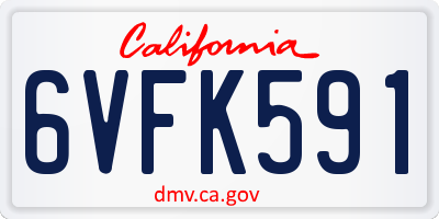 CA license plate 6VFK591