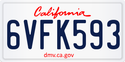 CA license plate 6VFK593