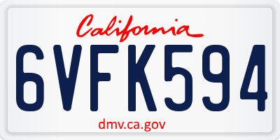 CA license plate 6VFK594