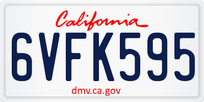 CA license plate 6VFK595