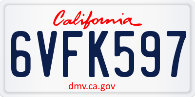 CA license plate 6VFK597