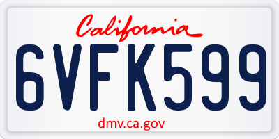 CA license plate 6VFK599