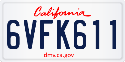 CA license plate 6VFK611