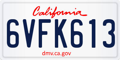 CA license plate 6VFK613