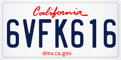 CA license plate 6VFK616