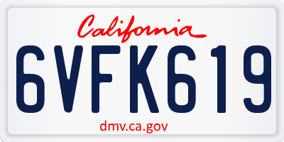 CA license plate 6VFK619