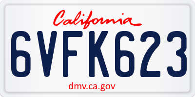 CA license plate 6VFK623