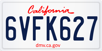 CA license plate 6VFK627