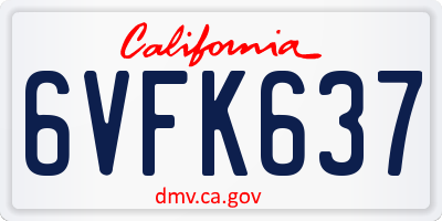 CA license plate 6VFK637