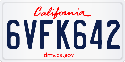 CA license plate 6VFK642