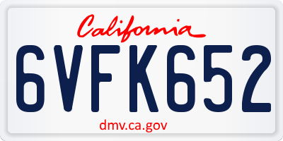 CA license plate 6VFK652