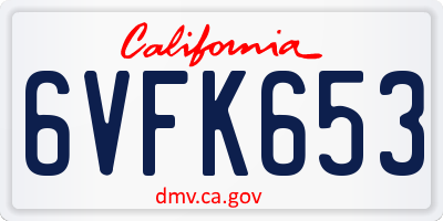 CA license plate 6VFK653