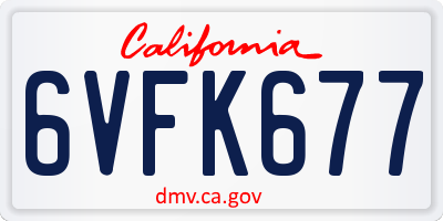 CA license plate 6VFK677