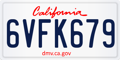 CA license plate 6VFK679