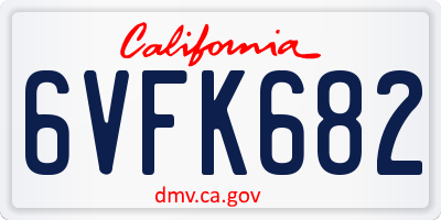 CA license plate 6VFK682