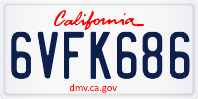 CA license plate 6VFK686