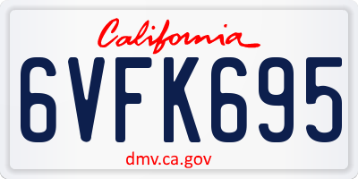 CA license plate 6VFK695