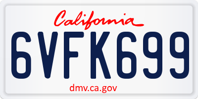 CA license plate 6VFK699