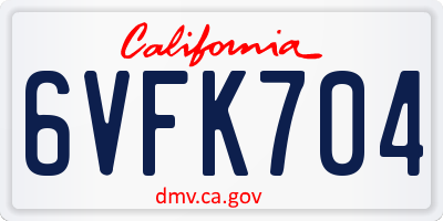 CA license plate 6VFK704