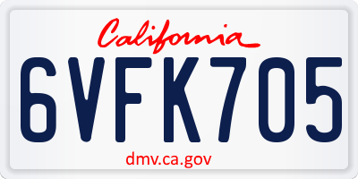 CA license plate 6VFK705