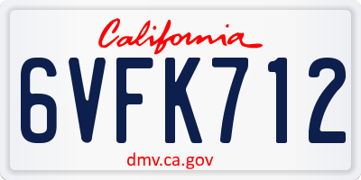 CA license plate 6VFK712