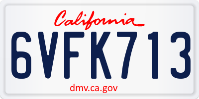 CA license plate 6VFK713