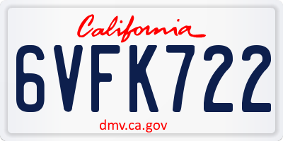 CA license plate 6VFK722