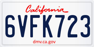 CA license plate 6VFK723
