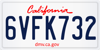 CA license plate 6VFK732