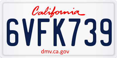 CA license plate 6VFK739