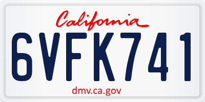 CA license plate 6VFK741