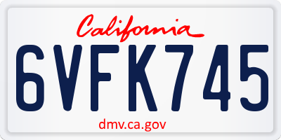 CA license plate 6VFK745