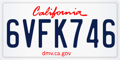 CA license plate 6VFK746