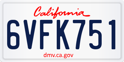 CA license plate 6VFK751