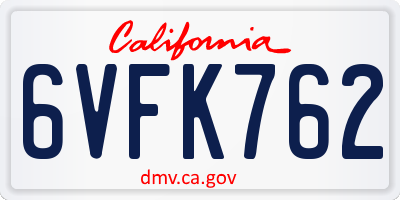 CA license plate 6VFK762