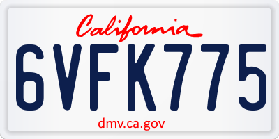 CA license plate 6VFK775