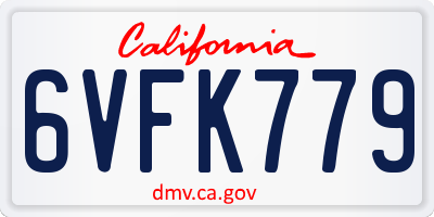 CA license plate 6VFK779