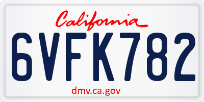 CA license plate 6VFK782