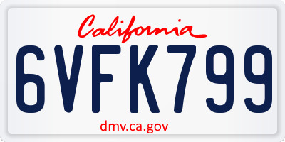 CA license plate 6VFK799