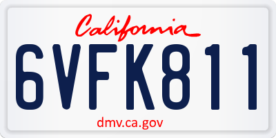 CA license plate 6VFK811