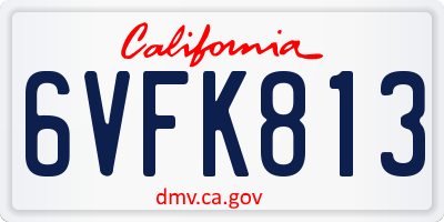 CA license plate 6VFK813
