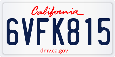 CA license plate 6VFK815