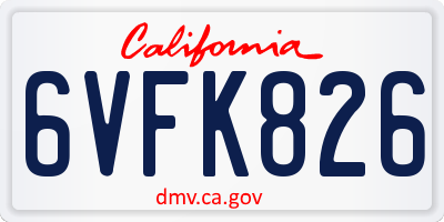 CA license plate 6VFK826