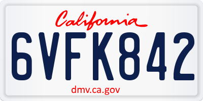 CA license plate 6VFK842