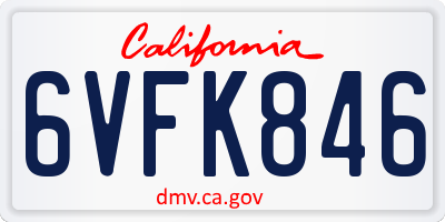 CA license plate 6VFK846