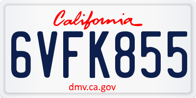 CA license plate 6VFK855