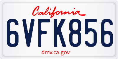 CA license plate 6VFK856