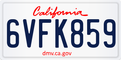 CA license plate 6VFK859