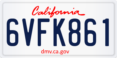 CA license plate 6VFK861