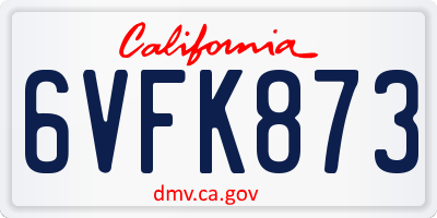 CA license plate 6VFK873